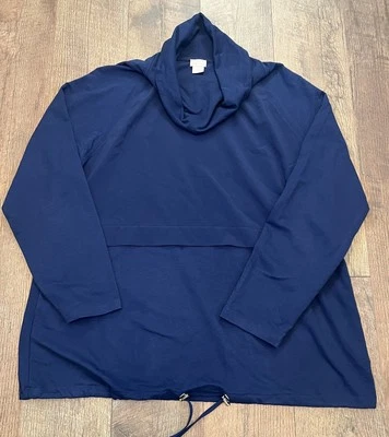 Zenergy by Chico's Azul Marino Capucha Cuello Talla 2 Grande Pullover Chaqueta Sudadera Foto 1 de 4