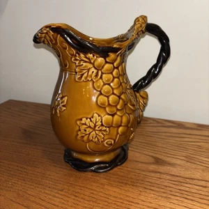 Brocca per uva, foglie e ghiande design corda manico e base marrone lucido/oro - Foto 1 di 12