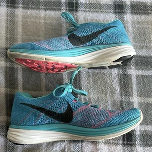 Nike Flyknit Lunar 3 Womens Size 10 Blue Pink Shoes Sneakers Running 698182-406 - Picture 1 of 8