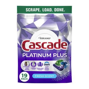 Platinum Plus Dishwasher Pods, Dishwasher Detergent Tabs, Fresh, 19 Count - Picture 1 of 10