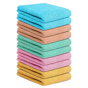 Washcloths “ 12 X 12 Inches “ Pack Of 10 “ Multicolor “ Highly Absorbent Soft Fe - Picture 1 of 9