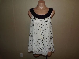 Cato Shirt Size XL Womens Black White Yellow Polka Dot Sleeveless Blouse - Picture 1 of 10