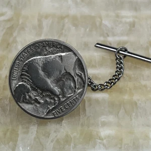 Nuevo pasador de solapa vintage níquel búfalo 5 centavos auténtica moneda americana - Imagen 1 de 3