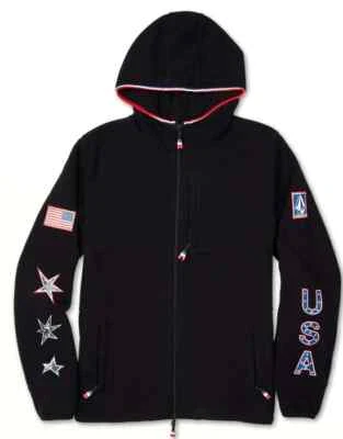2022 NWT WOMENS VOLCOM USST TEAM OLYMPIC POLARTEC FLEECE $160 M black hoodie - Image 1 of 2