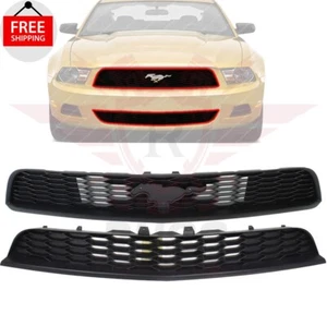 New Front Bumper Upper Lower Grille Gray and Black For 2010-2012 Ford Mustang - Picture 1 of 11