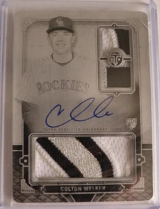 1/1 Printing Plate Auto Colton Welker Baseball Card 2021 Topps Triple Threads - Picture 1 of 2