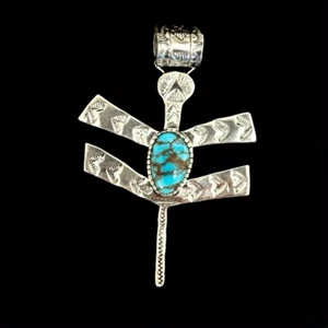 Sterling Silver and Turquoise Dragonfly Pendant by Billy Jaramillo - Picture 1 of 4