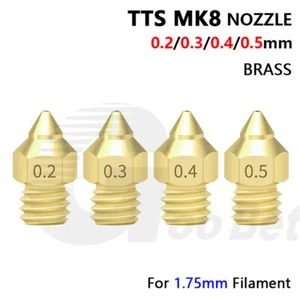 TTS MK8 Brass Extruder Nozzle 0.2/0.3/0.4/0.5mm M6 3D Printer CR-10 Anet 1.75mm - Picture 1 of 11