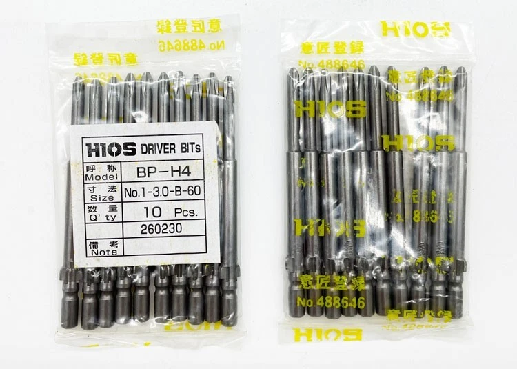 10 pcs/bag   HIOS BP-H4  NO.1-3.0-B-60 Screwdriver electrical batch head - Image 1 of 1