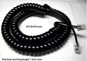 Black Landline Phone Handset Cord Generic 4" Tail Lead Receiver Curly 4P4C 12Ft - Picture 1 of 2