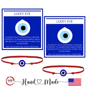 2X Evil eye adjustable bracelet red string lucky Eye talisman men women gift - Picture 1 of 9