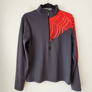 Pull chemise Spyder manches longues gris rouge quart zip logo devant homme S - Photo 1/12