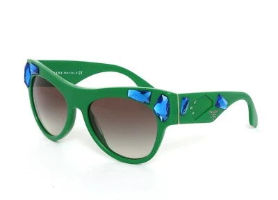 Gafas de sol Prada SPR 21Q verde cristal adornadas 56-18-140 ojo de gato R1079 Foto 1 de 4