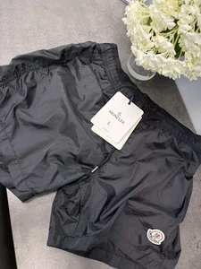Moncler Men’s Swim Shorts Nylon Boxer Mare Trunks Logo Black Sz Large - Picture 1 of 9