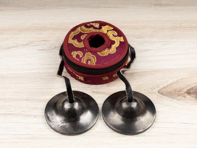 2.3" Tingsha Bell with Maroon Case, Cleansing, Sound Healing, Meditation Bell - Image 1 of 4