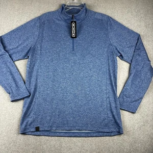 Ogio Pullover Herren Large blau Viertelreißverschluss Langarm Performance Shirt neu mit Etikett - Bild 1 von 8