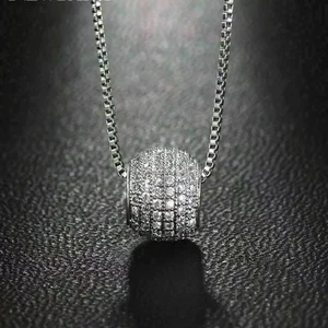 1.00 Ct Round Cut Lab-Created Diamond Open Circle Pendant 14K White Gold Plated - Picture 1 of 3