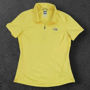 The North Face Women's Geomesh 1/4 Zip Polo Shirt Yellow Waffle Vapor Wick Sz L - Picture 1 of 5