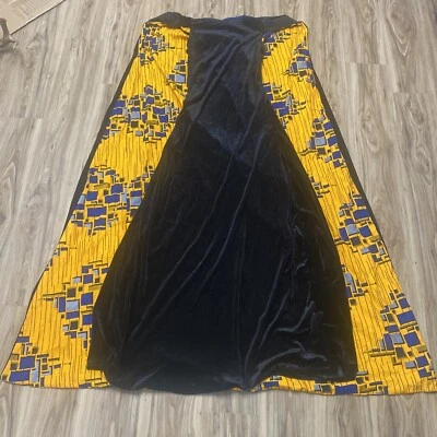 African Goddess Queen Witch Dress Costume Womens Halloween Black Velvet Cape -M - Image 1 of 4