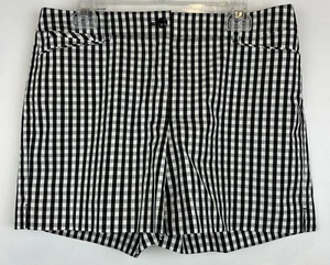 WHBM Shorts Womens 10 Checkered Black White Racing Gingham Check Preppy 5 in - Picture 1 of 12