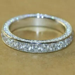 1Kt Eternity Band Memory Ring Weißgold-Finish Memoirering Ehering Damen gr 50-62 - Bild 1 von 6