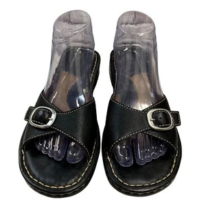 Born Gwen Damensandalen Größe 8 schwarz Leder Slide-on-Keilabsatzschuhe W3932 - Bild 1 von 16