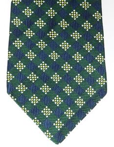 American silk tie by Lord and Taylor green blue plaid woven check pattern