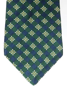 American silk tie by Lord and Taylor green blue plaid woven check pattern - Picture 1 of 3