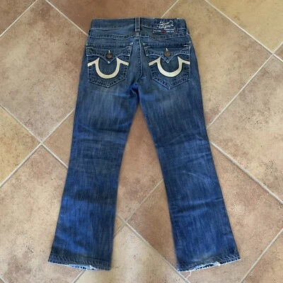 True Religion Womens Size 29" X 34" World Tour Billy Big T Denim Distressed Jean - Image 1 of 4