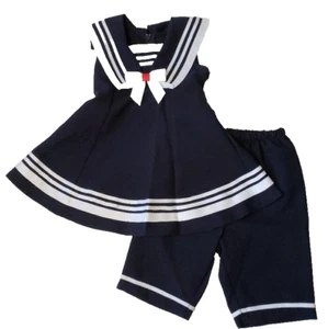 BONNIE JEAN Toddler Girl 2T Navy Nautical Dress & Capri Set NWT $52 - Picture 1 of 1