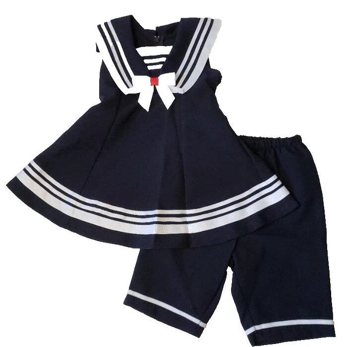 Conjunto de vestido náutico y capri azul marino 2T Bonnie Jean para niña pequeña nuevo con etiquetas $52 Foto 1 de 1