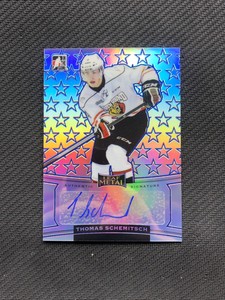 2014-15 ITG LEAF METAL THOMAS SCHEMITSCH SIGNATURE AUTO USA STARS BLUE #ed 3/10