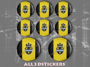 8 x 3D ROUND Resin Domed Flag Pittsburgh - USA Adhesive Decal Vinyl - Picture 1 of 1
