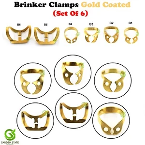 Dental Brinker Clamp Rubber Dam Bicuspids Tissue Retractor Set Of 6 Gold Version - Picture 1 of 7