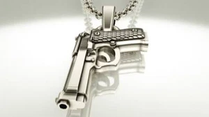 Pistola Beretta Pistola Plata de Ley 925 Colgante - Imagen 1 de 3