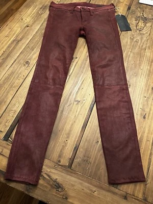Rag & Bone 100% Lamb Soft Leather Skinny Pants Jeans Wine Size 26 Slacks - Image 1 of 4