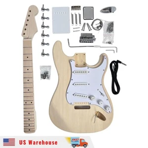 Unfinished DIY Electric Guitar Kit ST Maple Fingerboard Basswood Body FREE SHIP - Picture 1 of 19
