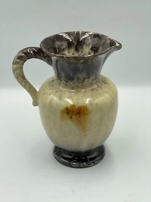 Vintage West German Ceramic Jug 20.5cm Brown Drip Glaze With Rope Design Handle - Image 1 of 4