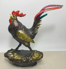 Collectable Chinese Bronze Gilding Cock Rising step by step Ornament Statues