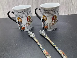 Coffee Tea Cup Mug Spoons Giordano Di Ponzano GdP Meninas Scene - Picture 1 of 12
