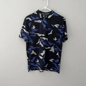 NEW Puma Polo Shirt Youth Boys Extra Large Blue Camo Raleigh Golf Outdoor Casual - Picture 1 of 12
