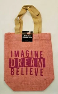 Reusable Canvas Pink Tote Bag "Imagine Dream Believe" New W/Tags ~ Free Shipping - Picture 1 of 3