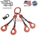 3/8" G100 Chain Sling 4-Leg Clevis Sling Hook W/Latch Qos Made In Usa