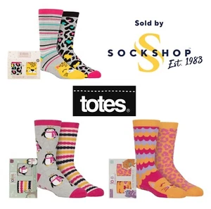 Totes Originals Girls Novelty Slipper Socks with Anti Slip Grips Gift Box 2 Pack - Picture 1 of 11
