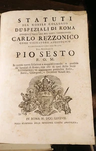 Statuti del nobile Collegio de' Speziali di Roma approvati 1787 erbe medicinali - Foto 1 di 5
