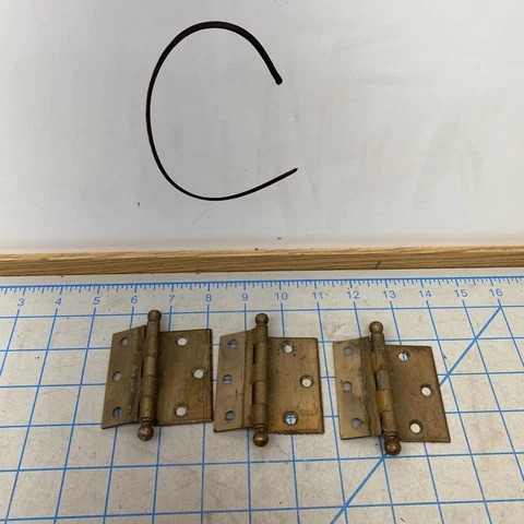 3 VINTAGE OFFSET HINGES CANNON BALL TIP Approx. 2 1/2 X 2 3/4 Cover