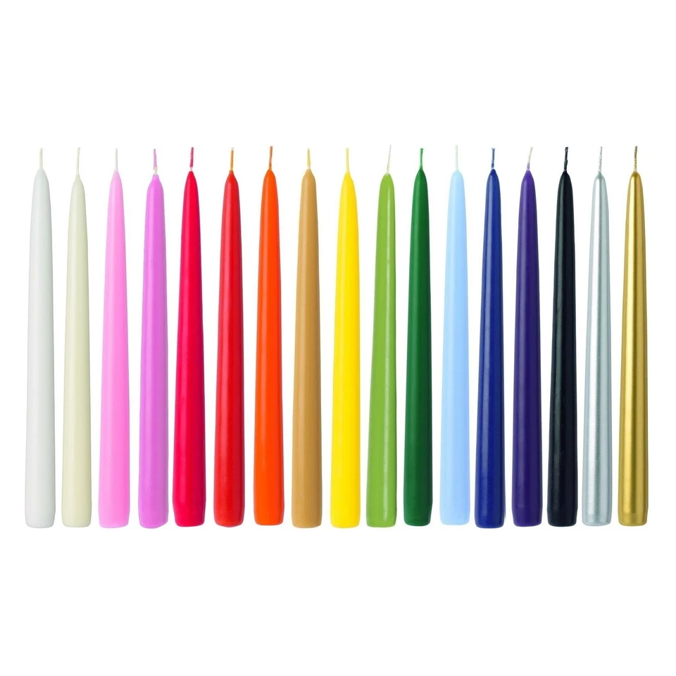 Pair Of Solid Coloured Tapered Candles Unscented Dinner Table Bistro Wedding - Image 1 of 1