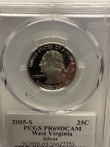 2005 S PGCS PR69DCAM West Virginia States Quarter Silver Proof Low Mintage Rare - Bild 1 von 2