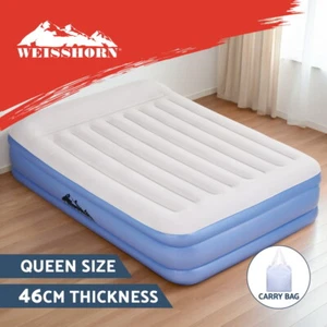 Weisshorn Air Mattress Inflatable Bed Built-in Pillow Pump Queen Air bed 46cm - Picture 1 of 8