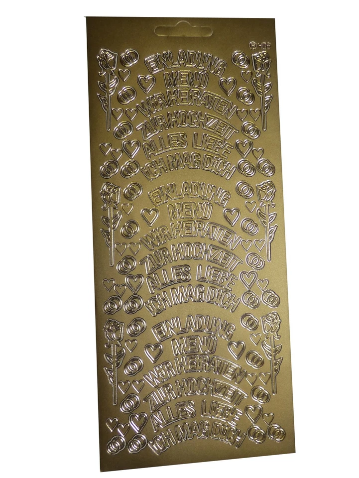 Konturensticker Ziersticker Stickerbogen Gold verschiedene Schriftzüge Rosen - Bild 1 von 1